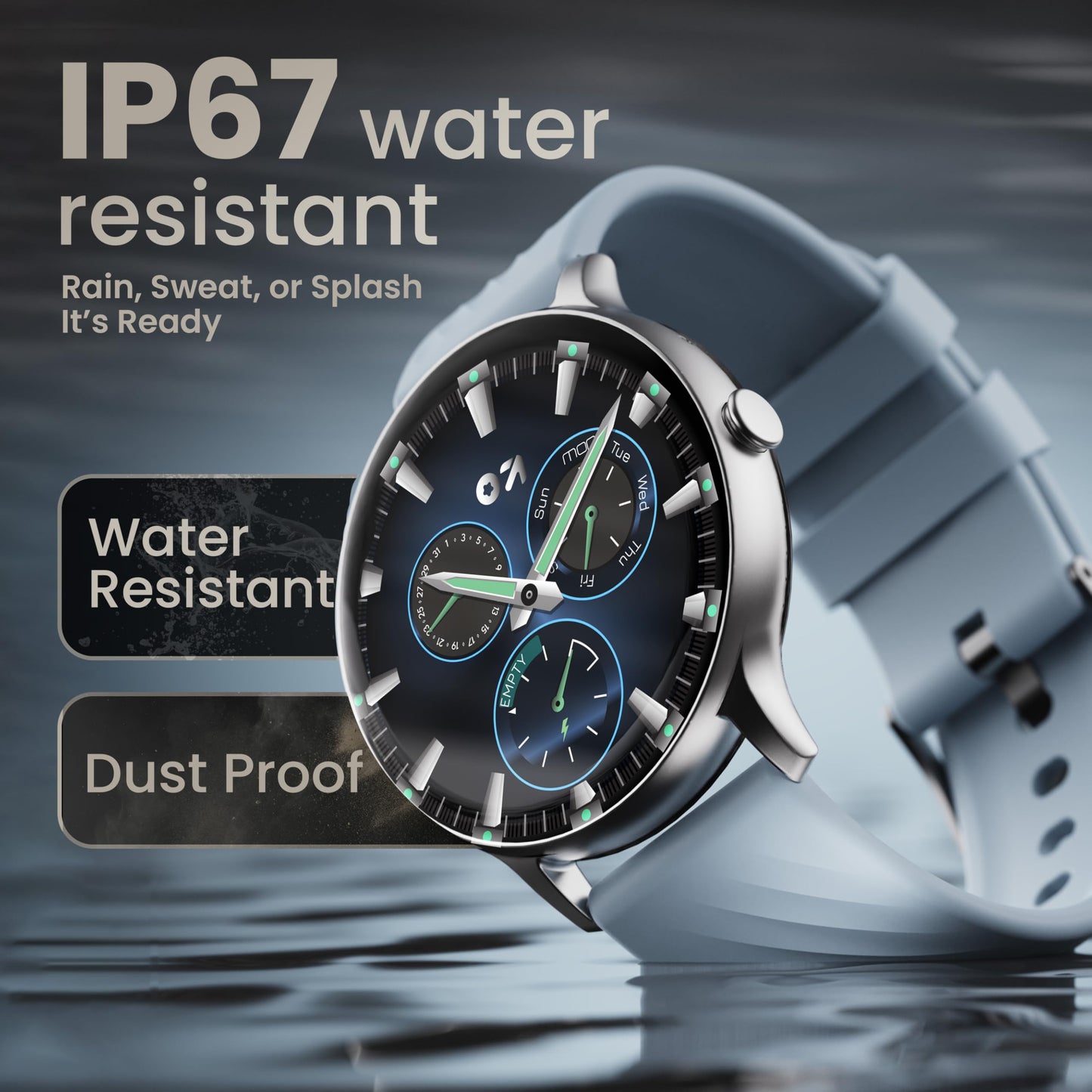 GOBOULT Dire Smartwatch 1.38'' 2.5D Curved HD Display, BT Calling, 500 Nits Brightness, IP67, 250+ Watchfaces, 120+ Sports Modes, AI Voice Assistant, SpO2 Monitoring (Blue)