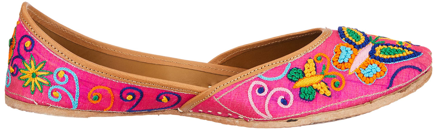 Mochi Womens Synthetic Pink Mojaris (Size (6 UK (39 EU))