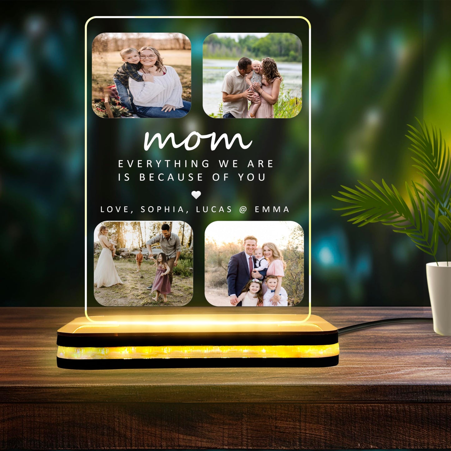 DECOCRU Personalized Gift for Mom, Mother | Customised Gifts for Mom | Night LED Lamp, Table Lamp | Acrylic LED Lamp with Name | Gift for Birthday, Mother's Day, Acrylic Plaque