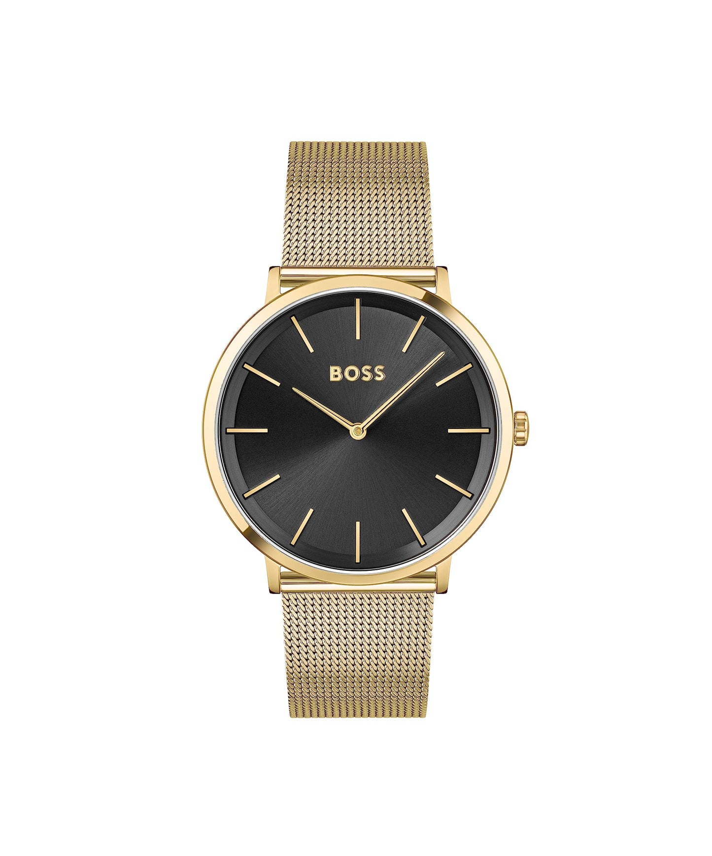 BOSS Hugo Stainless Steel Skyliner Analog Black Dial Men Watch-1513909, Gold Band