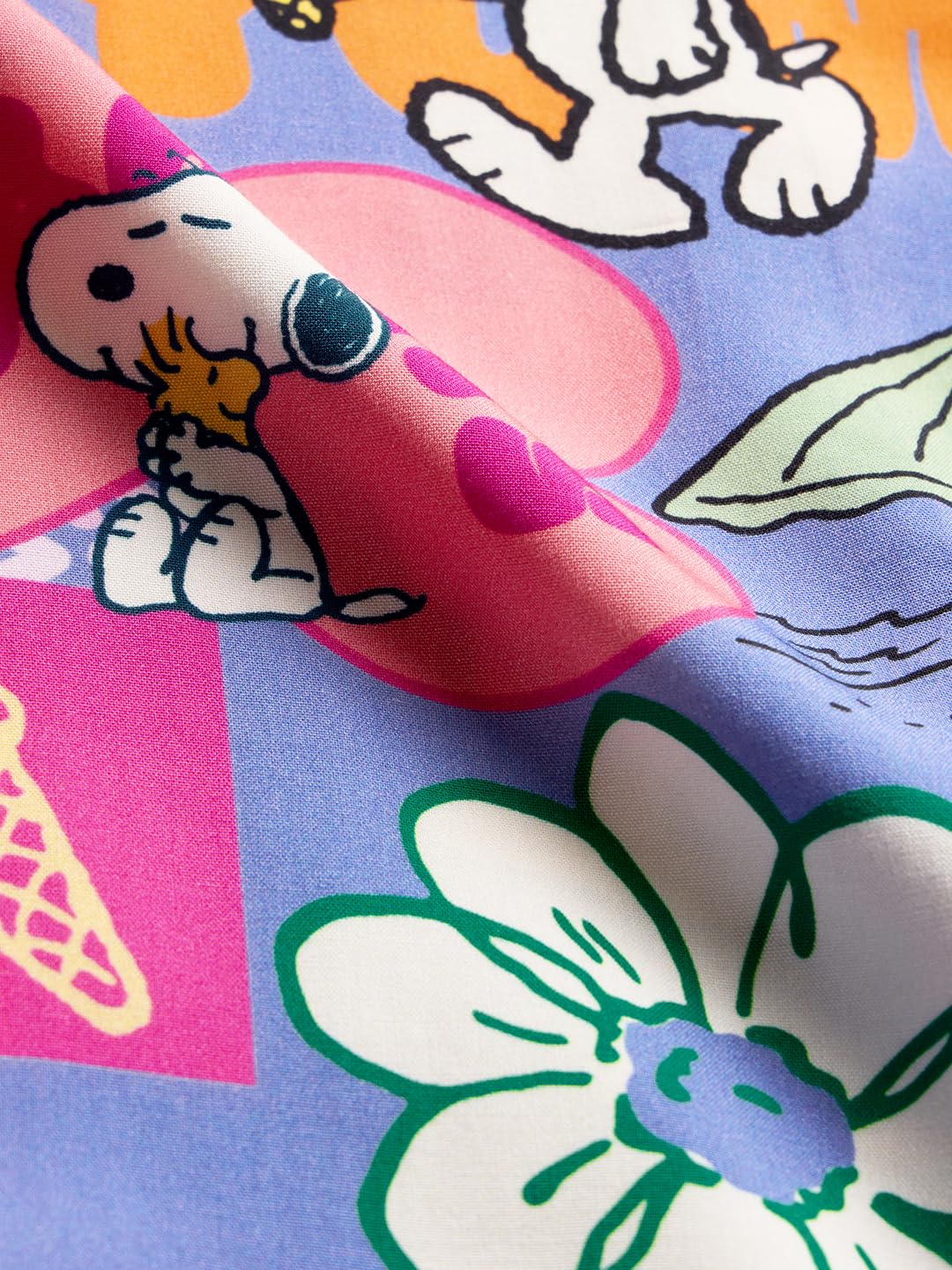 The Souled Store Official Peanuts: Carefree Women and Girls Short Sleeve Collared Neck Button Front Regular Fit Rayon Summer Shirts Multicolour