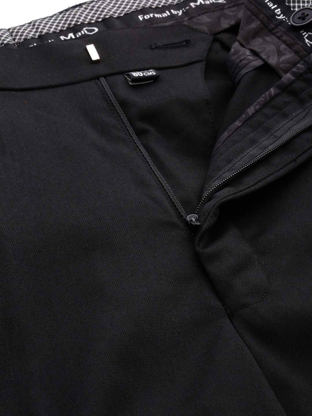 MANQ Men Black Solid Slim Fit Single-Breasted Three-Piece Formal Suit (Size: 38)