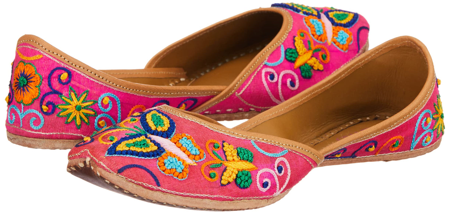 Mochi Womens Synthetic Pink Mojaris (Size (6 UK (39 EU))