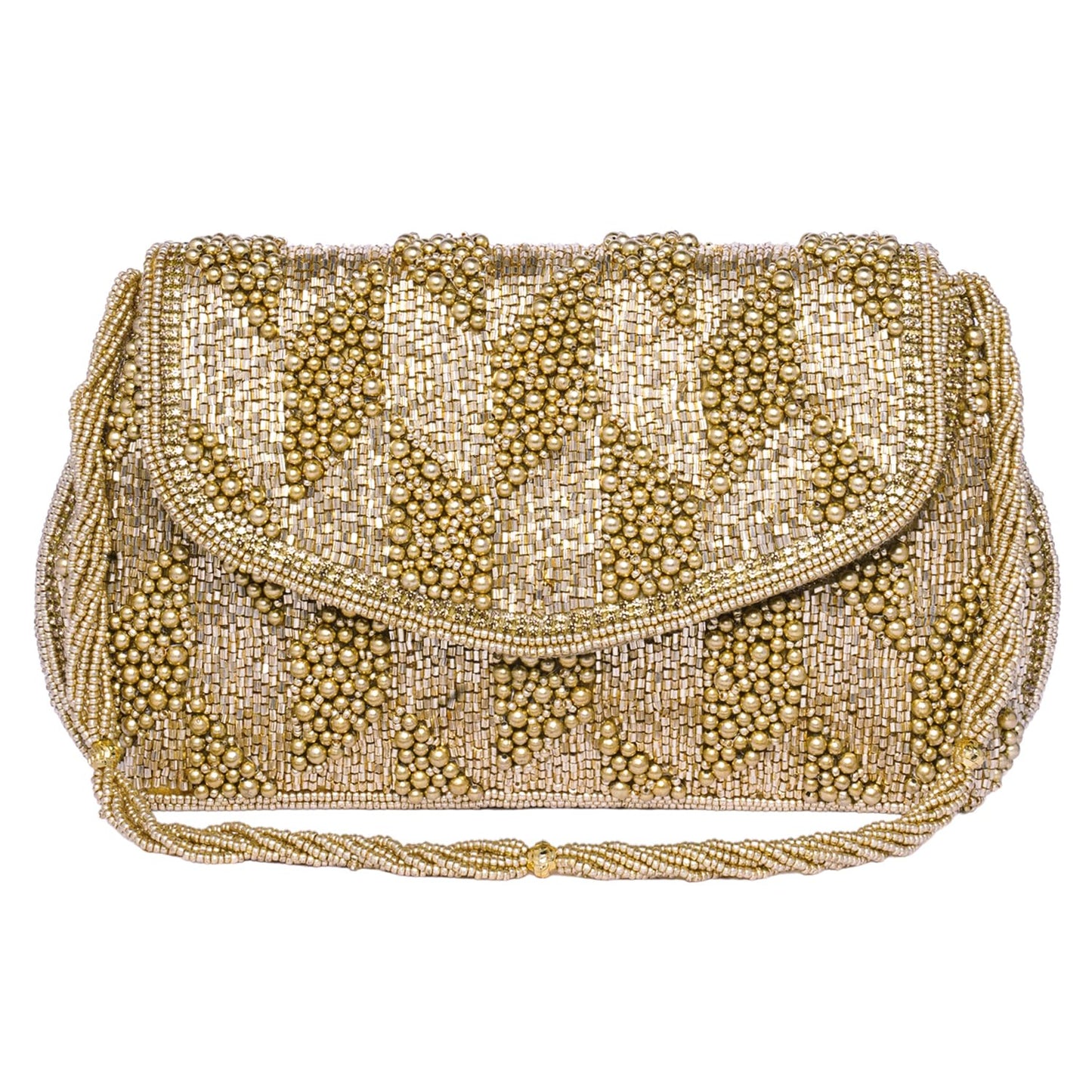 Peora Gold Clutch Purses for Women Handmade Evening Sling Handbag Stylish Bridal Fashion Clutch Bag for Girls (C158G)