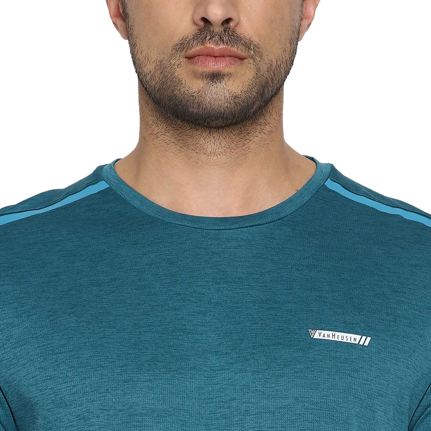 Van Heusen Performance Men's Regular Fit T-Shirt - 100% Polyester - Swift Dry, Crew Neck, Shoulder Bonding_61005_Seabird Green_L