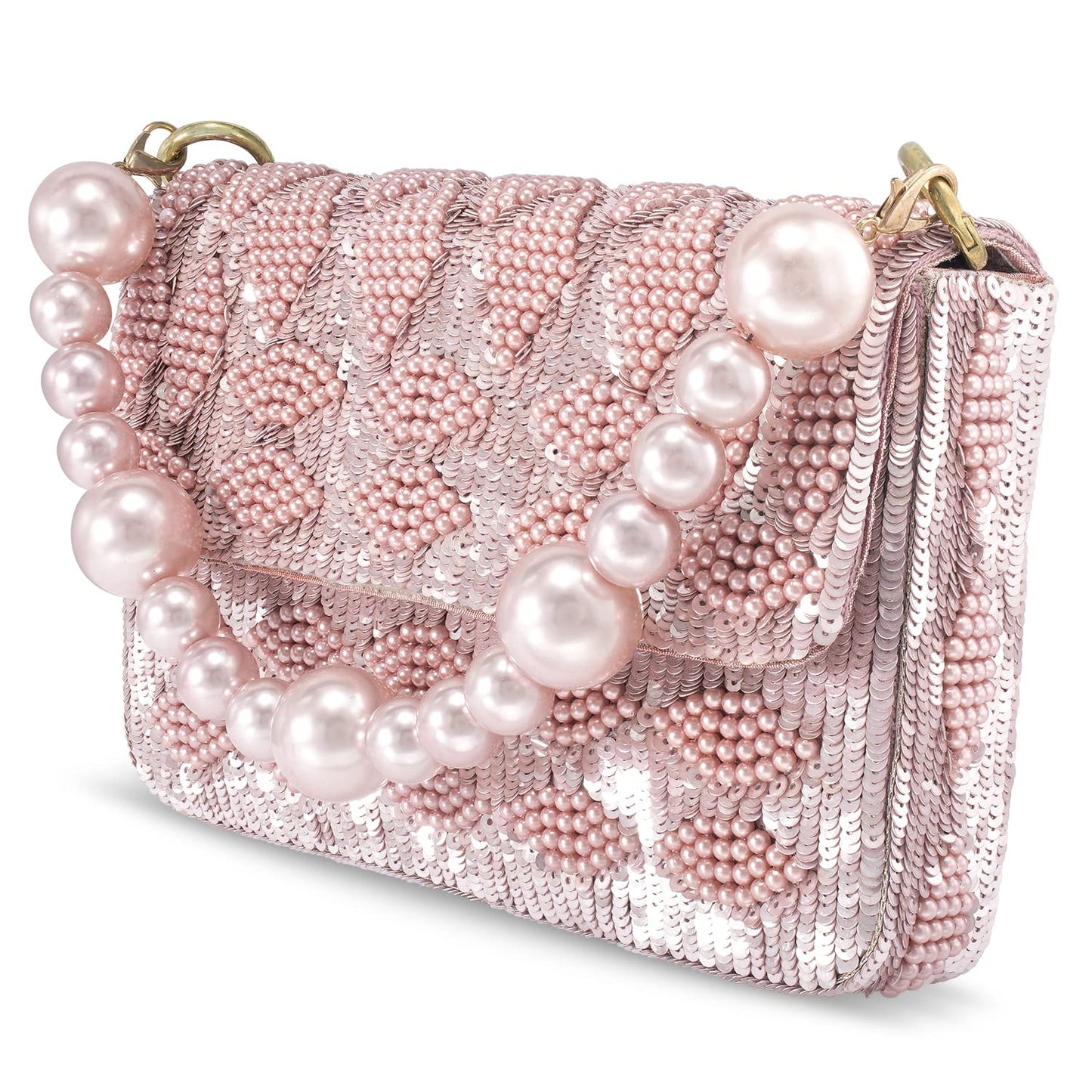 Peora Pink Clutch Purses for Women Wedding Handmade Evening Handbags Party Bridal Clutch (C54PK)