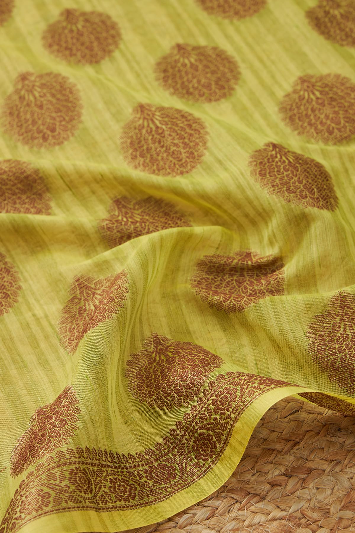 Soch Womens Light Green Chanderi Woven Design Dupatta With Zari Woven