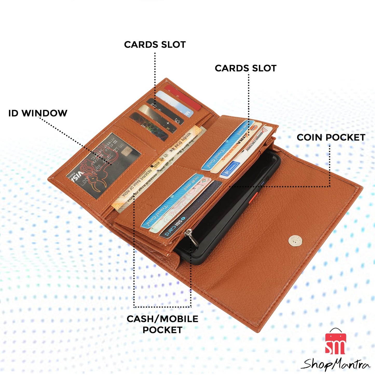 ShopMantra Wallet for Woman | Cute Owl Print Faux Leather Purse for Girls | Stylish Trifold Clutch with Card Slots & Coin Pocket