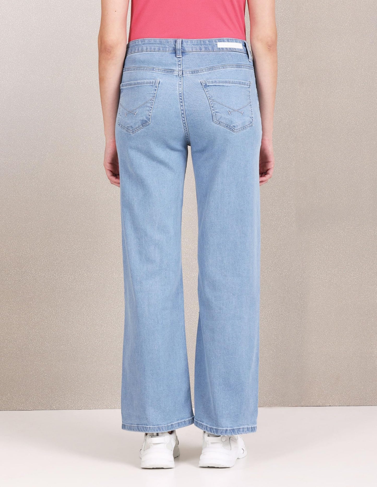 U.S. POLO ASSN. Women's Mid Rise Stone Wash Wide Leg Jeans (UWSS23JN009_Blue_34)