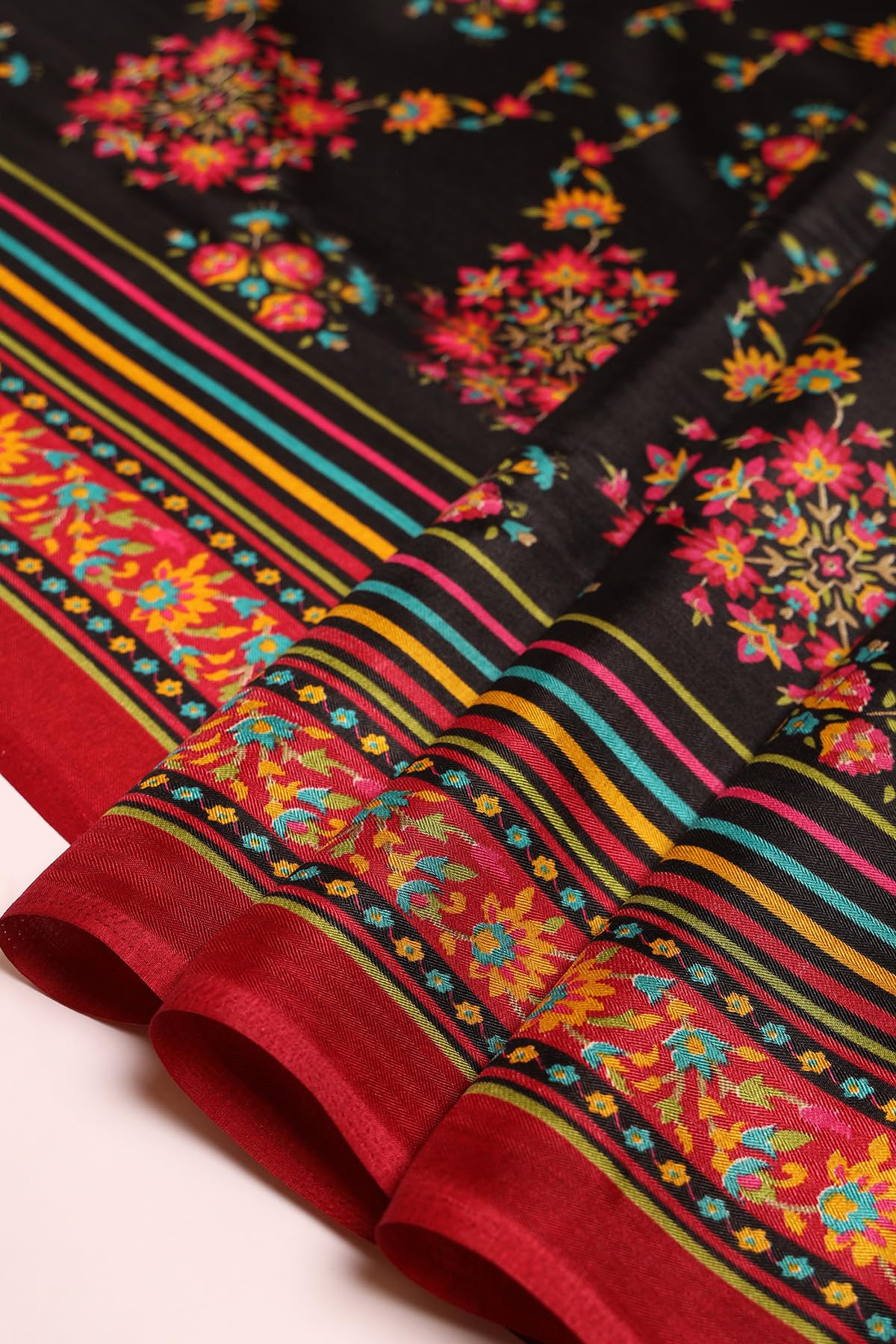 Soch Womens Black Pashmina Floral Print Saree