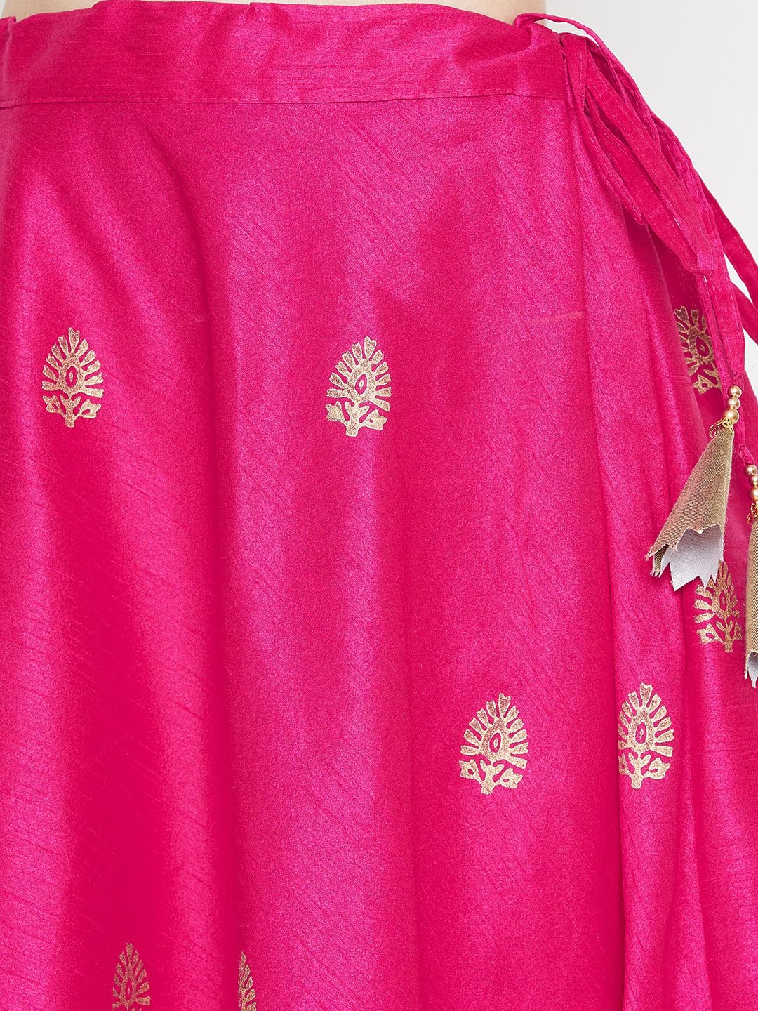 studio rasa Women's Dupion Block Printed Bias Skirt for Festive Wedding Party (SKTOC419RC170L_Pink_Large)