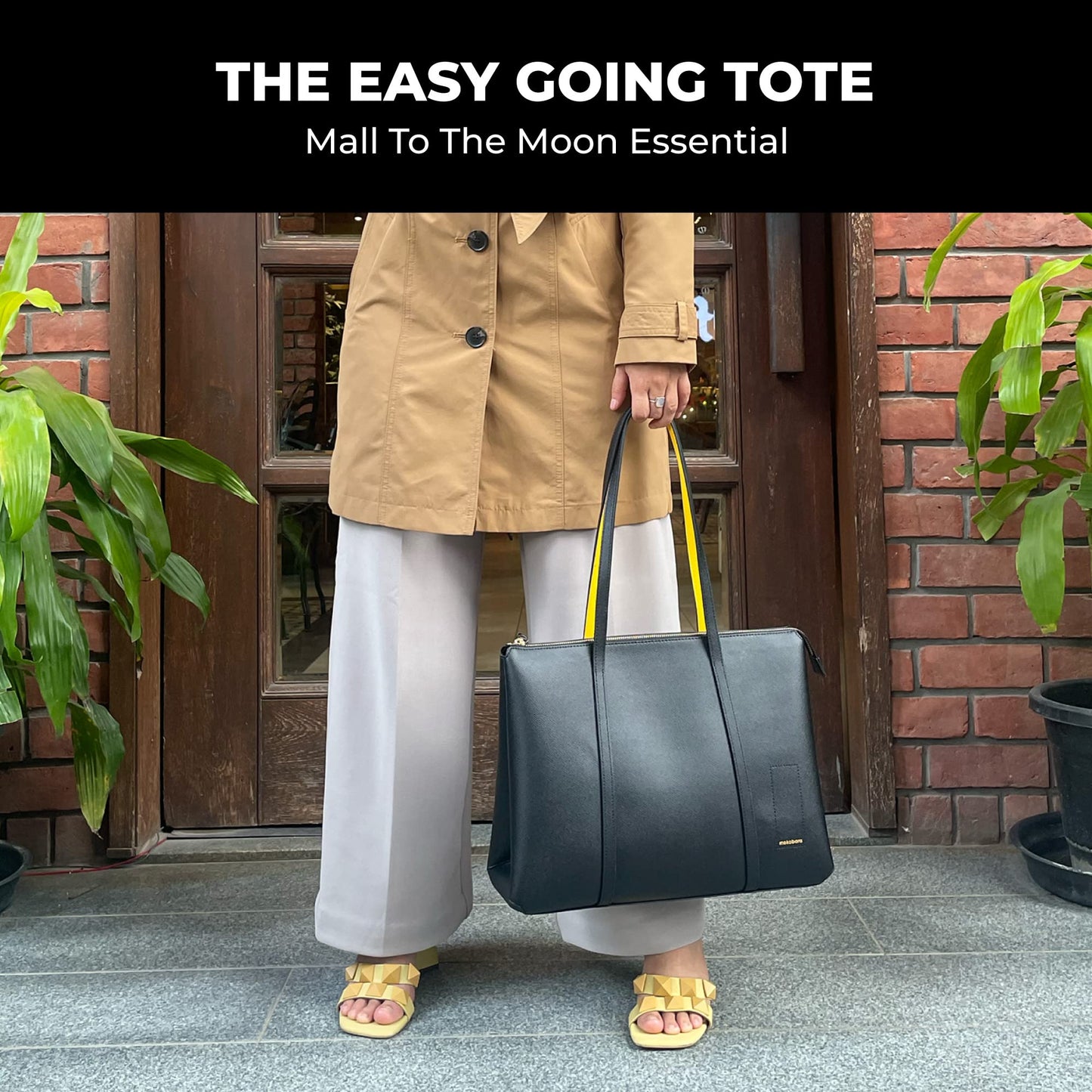 MOKOBARA The Easy Going Tote | Vegan Leather Black Tote Bag for Women And Girls (Crypto)