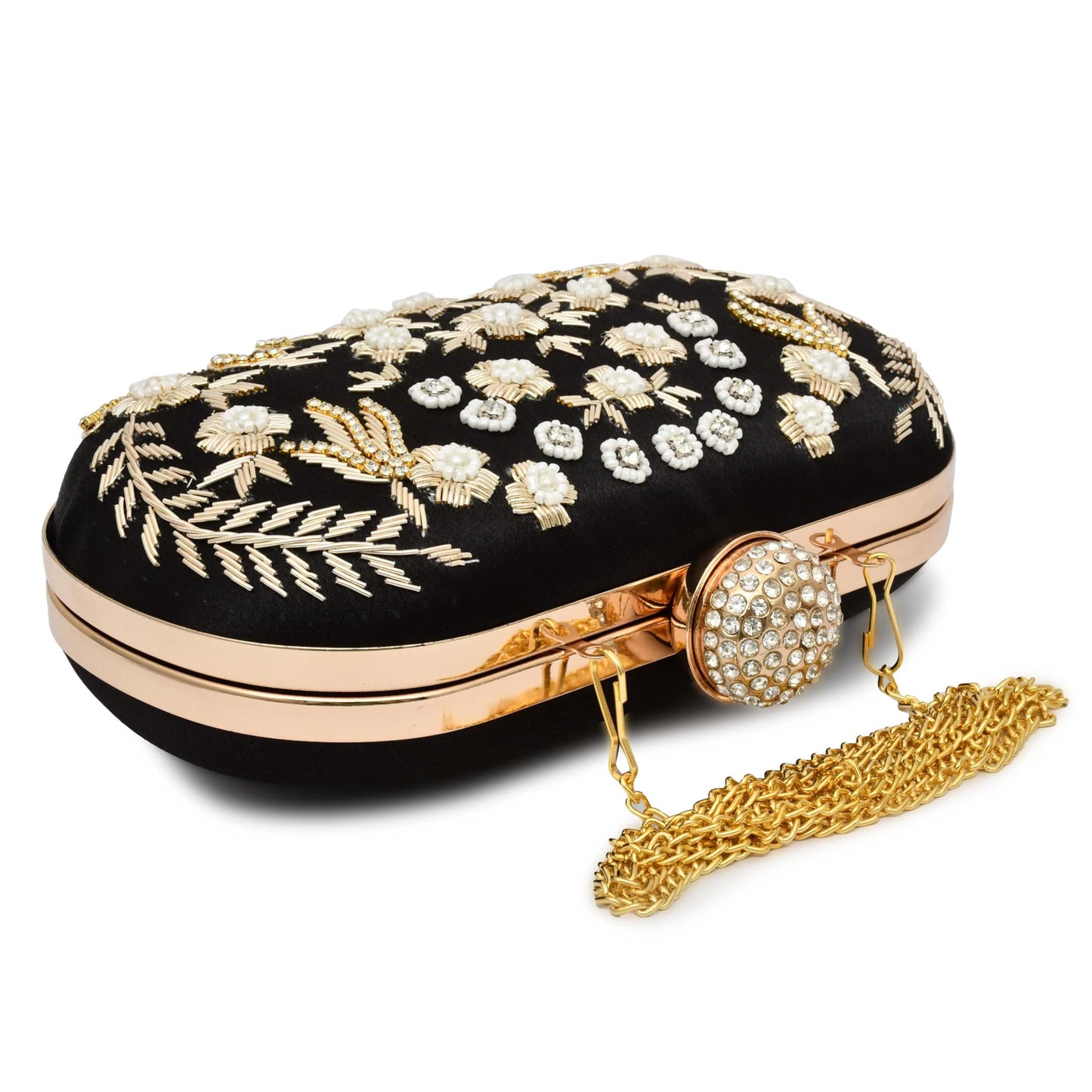 For The Beautiful You Black Embroidred Women's Clutch (cp-128)