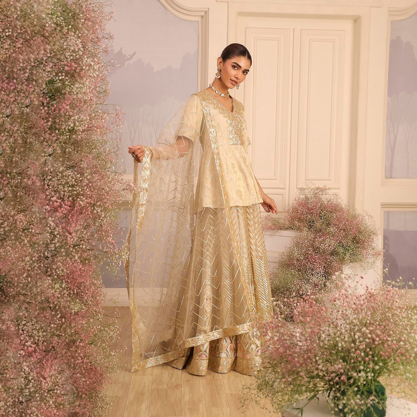 Biba Women's Viscose Lehenga Set (SKDZARI10202AW25BEG_Beige_34)