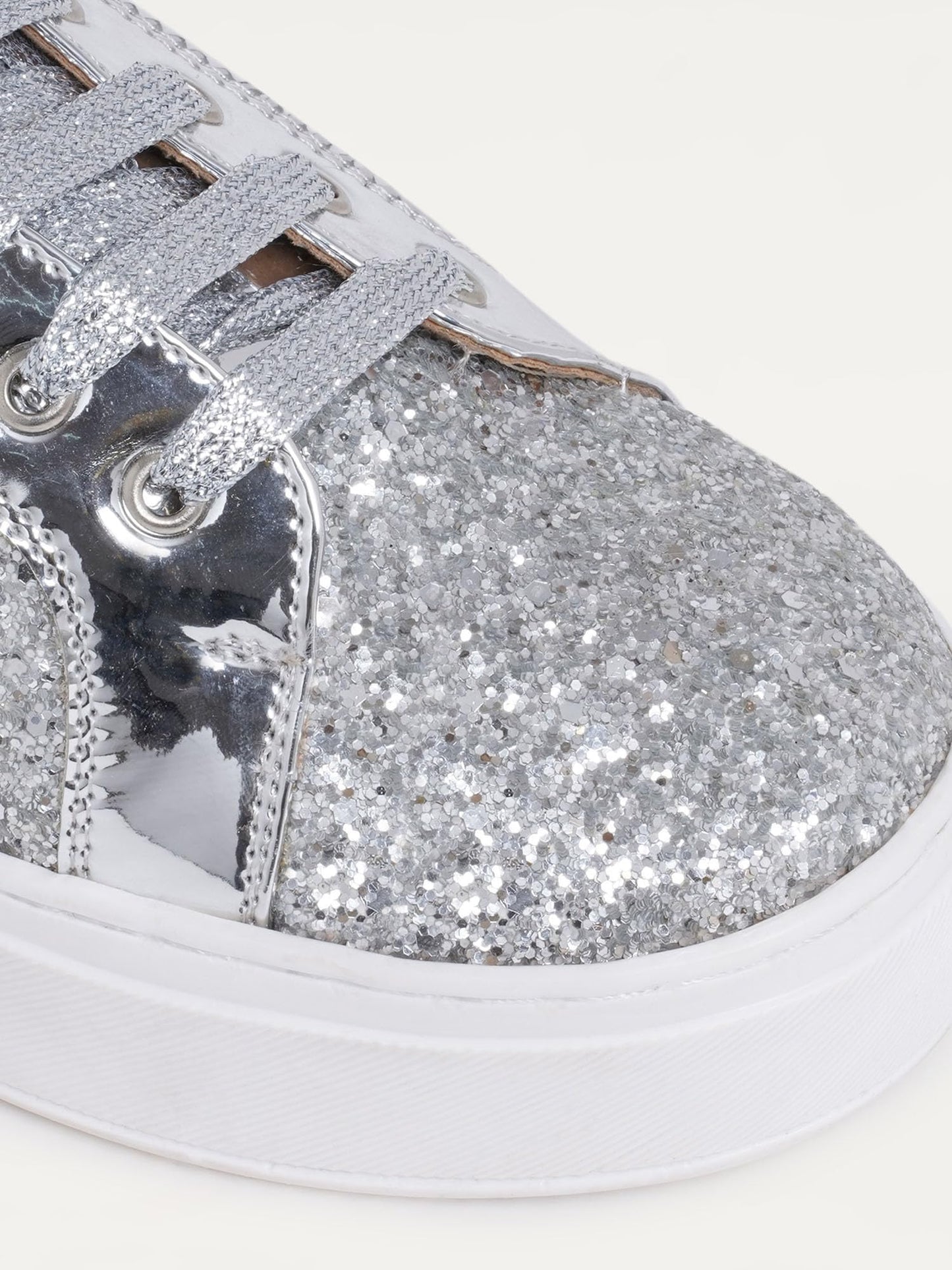 THE QUIRKY NAARI Glitterati Sneakers - Silver with Rich Design and Premium Look | Silver