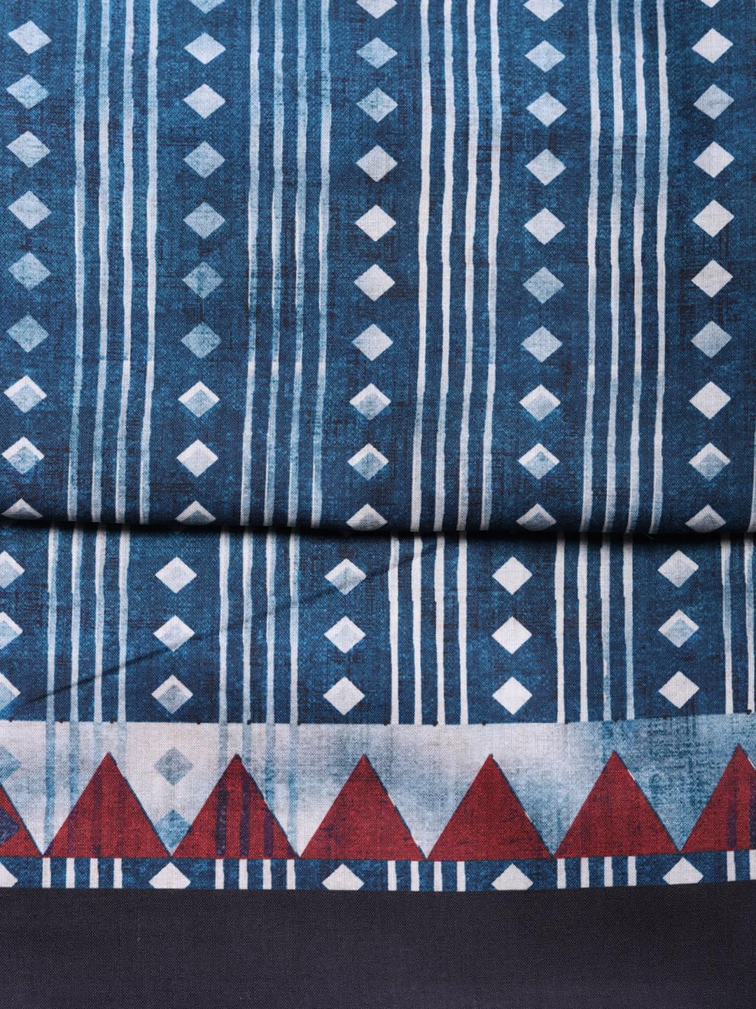 Meena Bazaar Printed Cotton Blend Blue Unstitched Kurta with Bottom & Dupatta