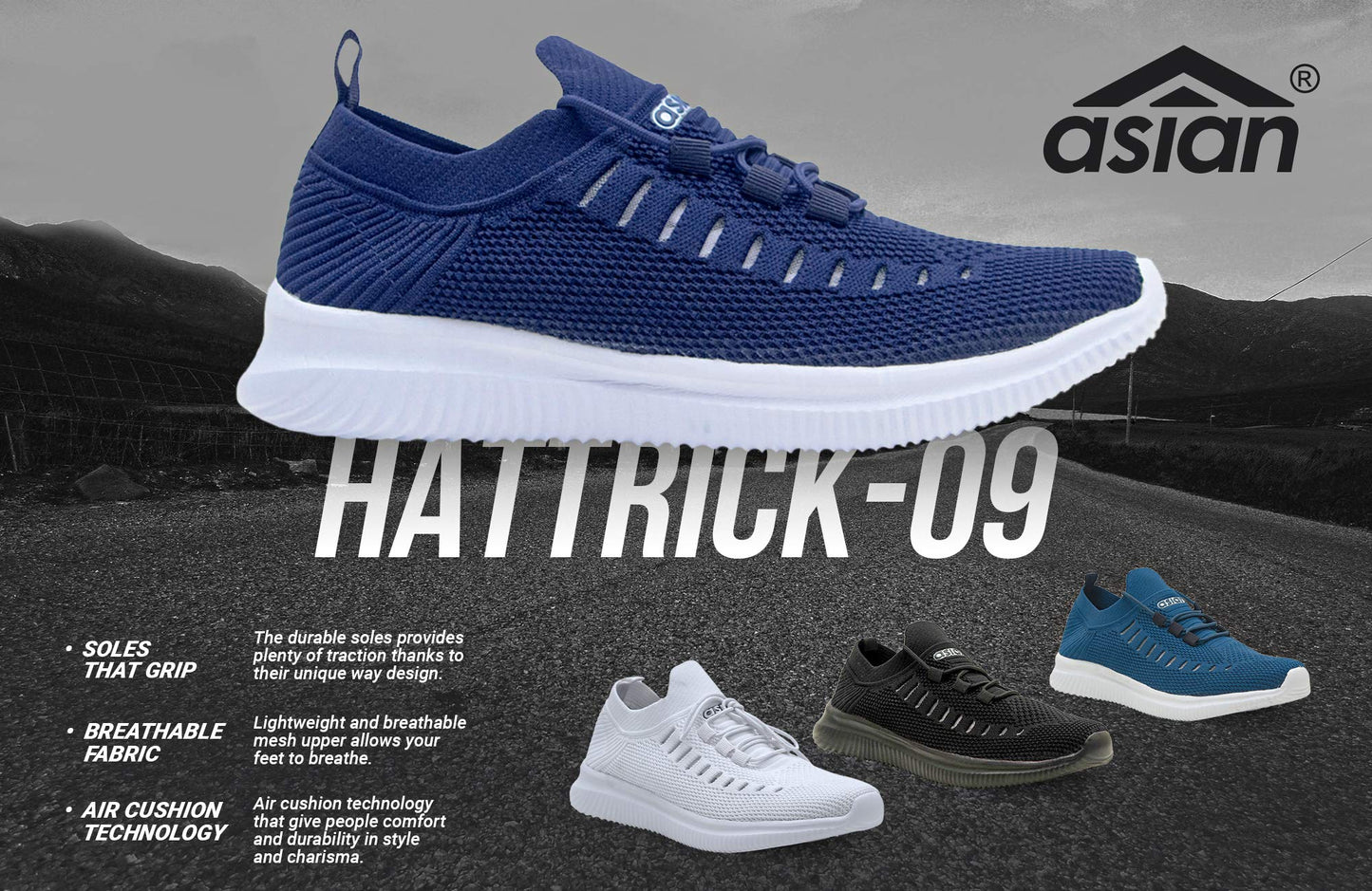 ASIAN Men's Hattrick-09 Sports Running,Walking & Gym Shoes for Eva Sole Extra Jump Lightweight Casual Sneaker Shoes Men's & Boy's Blue