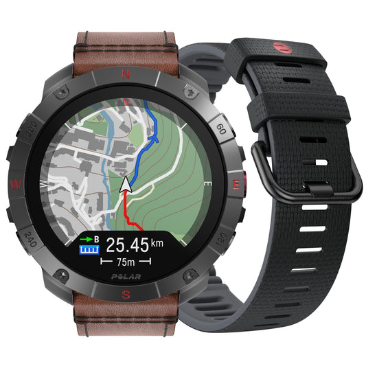 Polar Grit X2 Pro Titan Ultra-Premium Multisport Watch, Dual-GPS Navigation, Military-Grade Rugged, Lighter Titanium Casing, ECG, HR, Sleep & Recovery, Sapphire Glass, 10D Battery, Add’l Leather Band