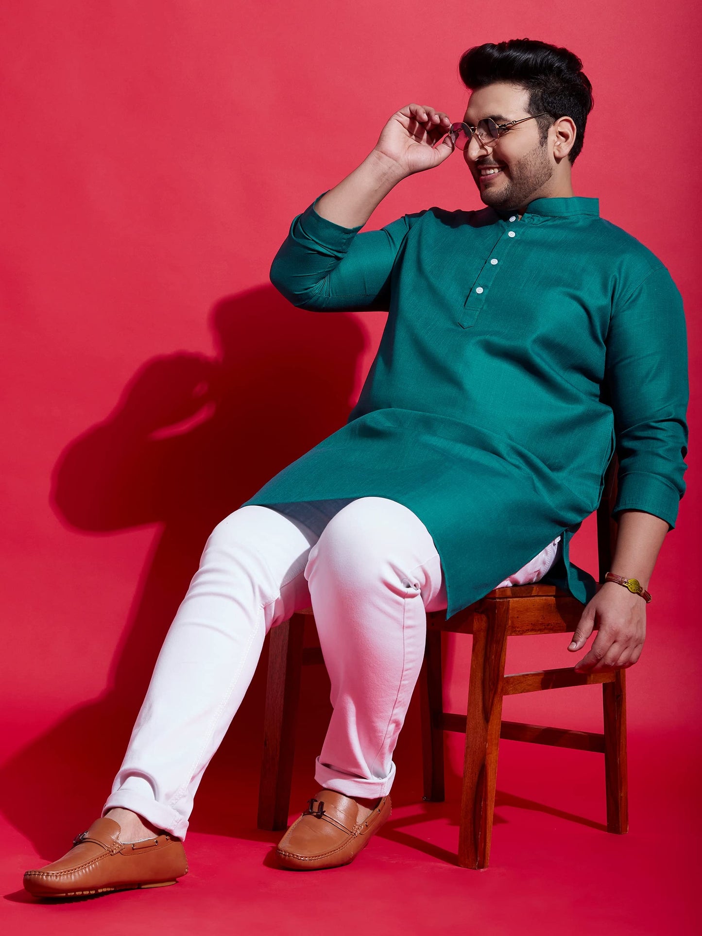 Bigbanana Plus Size Men's Regular Fit Kurta (Anubhav,Royal Blue,7XL)
