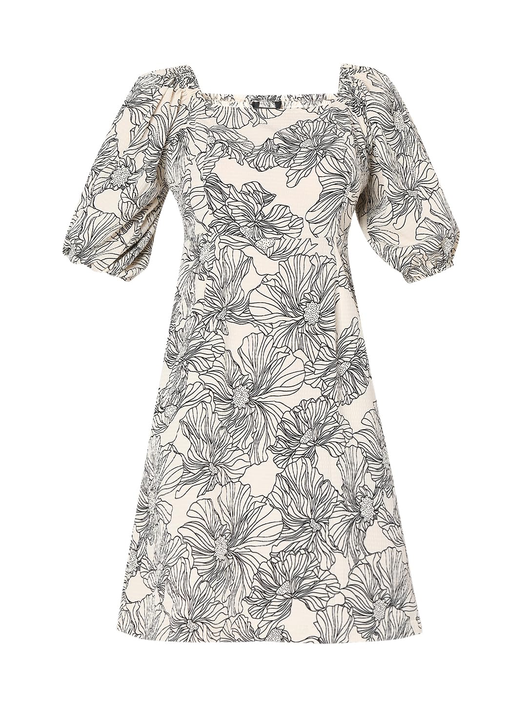 VERO MODA Women Floral Print Beige Polyester Above Knee Length A-line Dress
