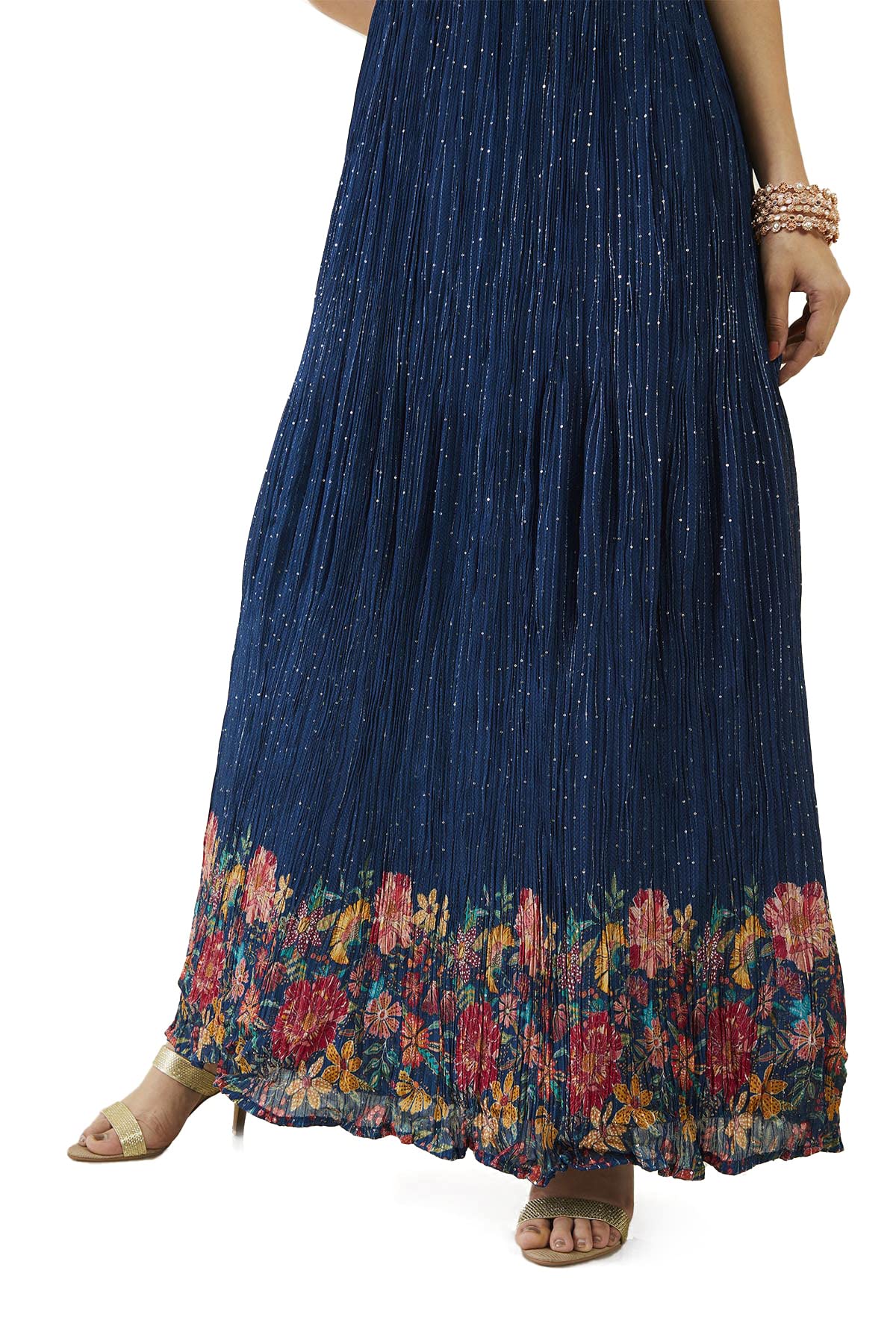 Soch Women Dark Blue Georgette Embroidered Gown (Dark Blue_XL)