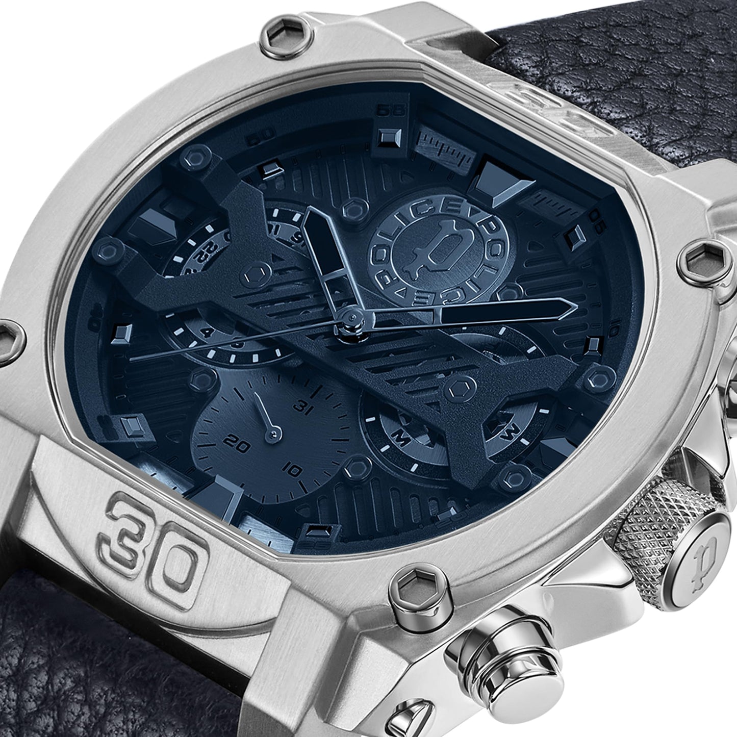 Police Quartz Multifunction Blue DIAL Leather Strap Watch for Men-PLPEWJF2226802W