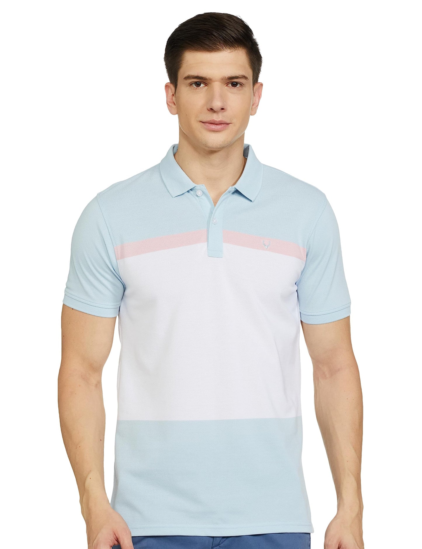 Allen Solly Men's Regular Fit T-Shirt (ASKPCURGF529376_Light Blue L)