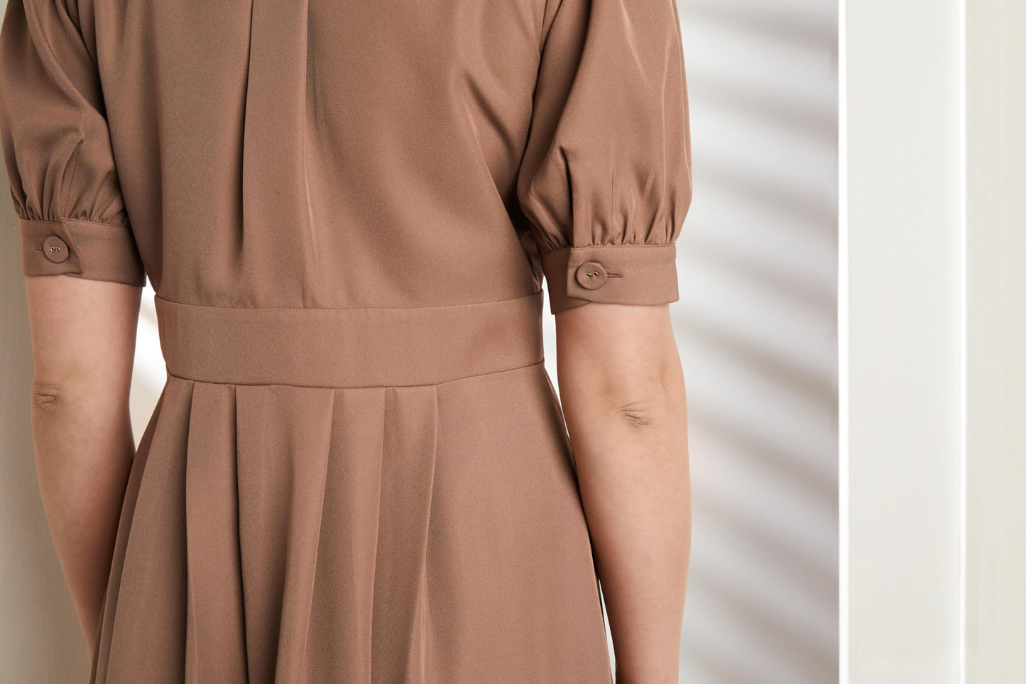 Symbol Premium Women's Fit & Flare Wrap Dress (Midi Length | Desk-to-Dinner) (SBP-SS24-WDR-607_Taupe_7XL)