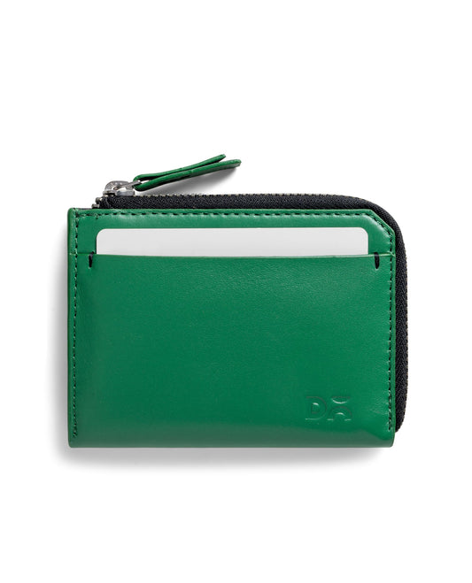 DailyObjects Green Even L-Zip Wallet | Men Women | Premium Design | Full-Grain Leather | Handcrafted | Card - Card - Coins Holder | Dual-Tone Colorways | Meticulous Stitching | Sleek and Soft Form