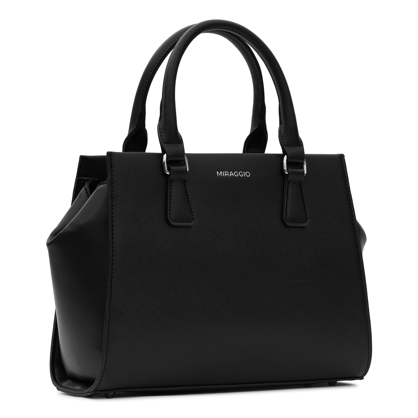 Miraggio Cleo Solid Black Handbag for Women with Adjustable & Detachable Crossbody/Sling Strap