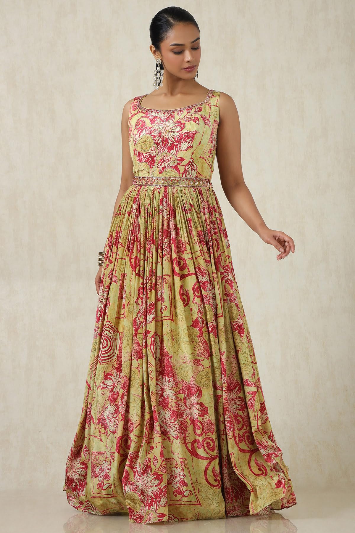 Soch Women's Viscose Crepe Maxi Gown (OWA4CD21149_Sap Green