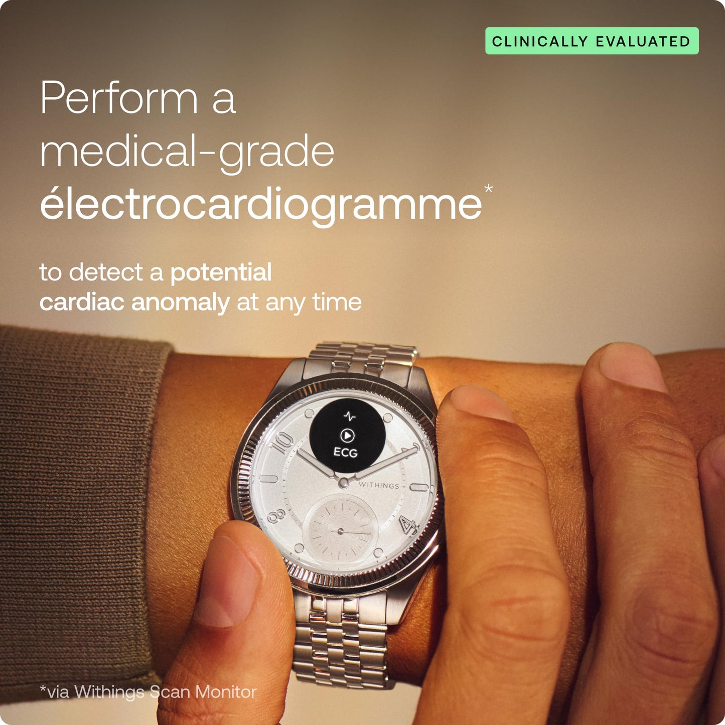 Withings ScanWatch Nova Brilliant, Heart Health Hybrid Unisex Smartwatch- ECG, SPO2, Temperature Monitoring, Sleep, Respiratory Health, Cycle Monitoring, 30-Day Battery Life, iOS & Android, Silver