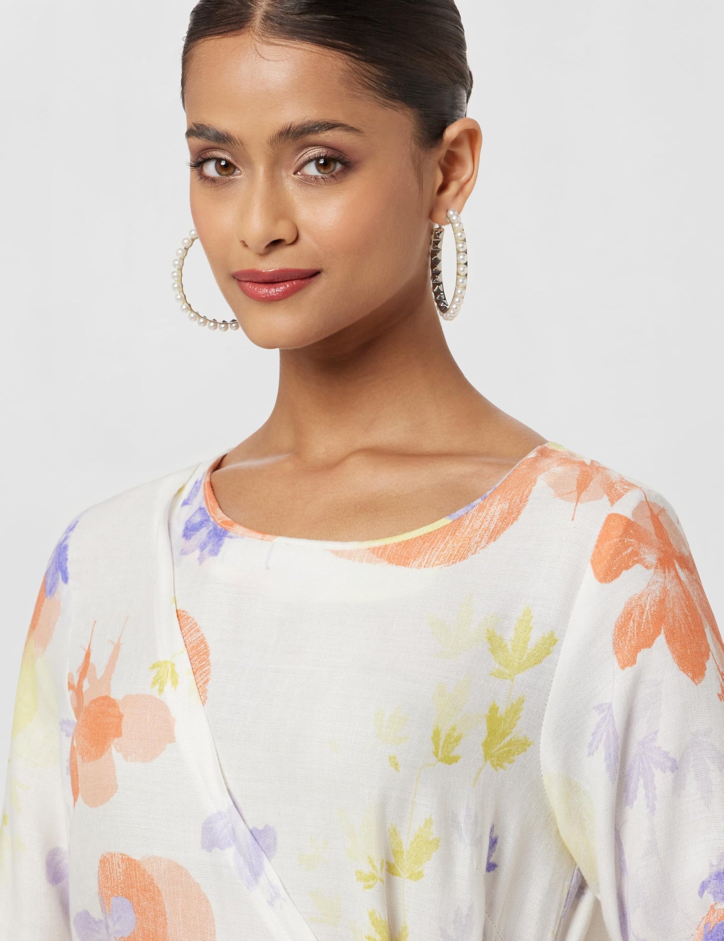 W for Woman Ecru Floral Printed Summer Wrap Dress_23FEW19337-121022_2XL