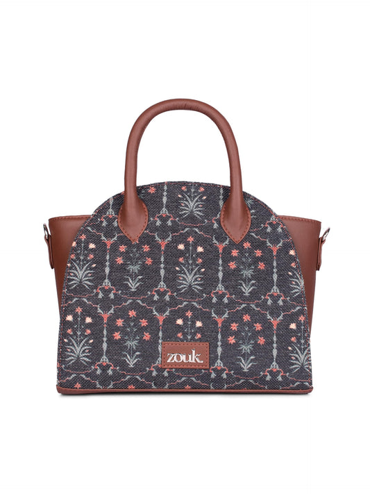 ZOUK Konkona City Satchel Bag | Stylish Handbag for Women | Tote Bag with Big Size Utility | Office, Travel & Casual Use | Water-Resistant | Vegan Leather | Taj Guldasta