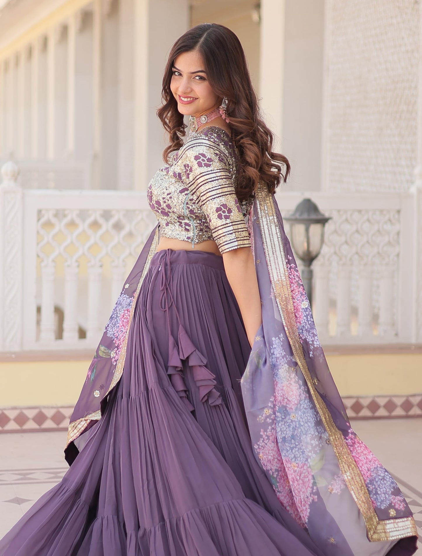 Fashion Basket Georgette Stiched Lehenga Set for Women