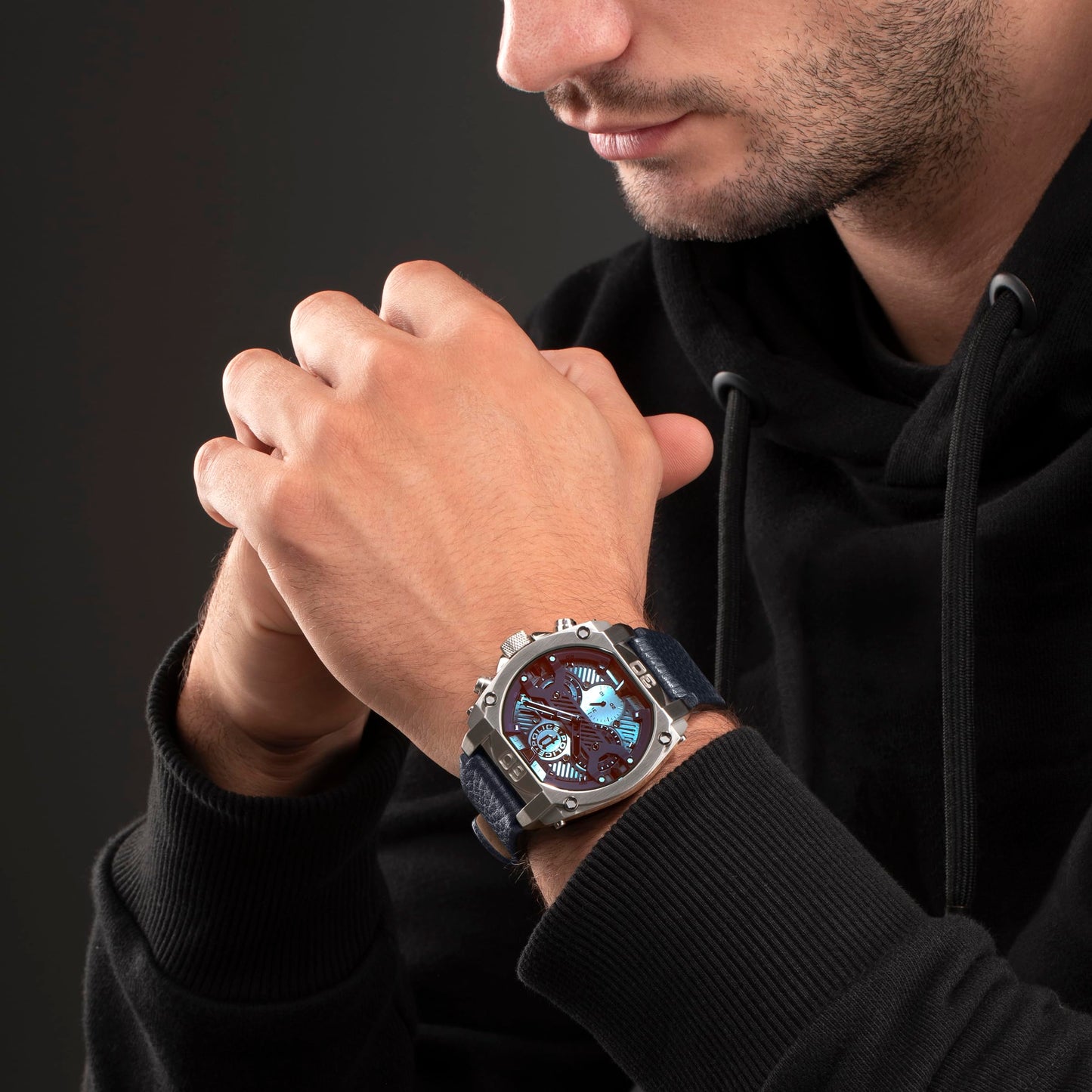 Police Quartz Multifunction Blue DIAL Leather Strap Watch for Men-PLPEWJF2226802W