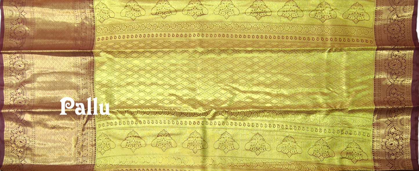 VFCollections Women's Kanchipuram Silk Pure Pattu Sarees With Blouse (Vfc269-2), Multi