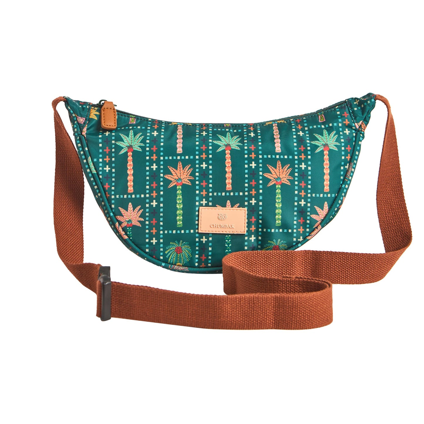 Chumbak Trippy Shoulder Bag - Palms, Digital Nomad, Fanny Bag for Women and Girls, Crossbody Purse Bag, Adjustable Strap, Mini Makeup Pouch