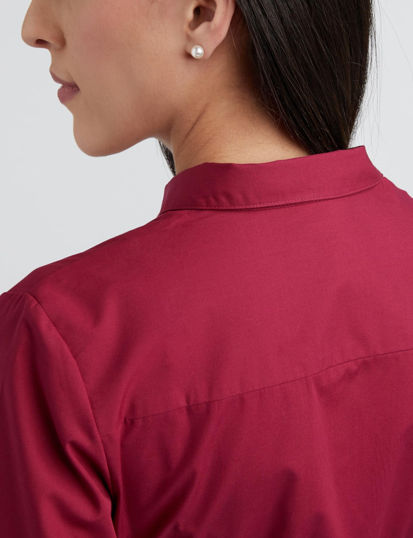 Allen Solly Women's Cotton Regular Fit Shirt (AHSFWRGBL00948_Wine, Small