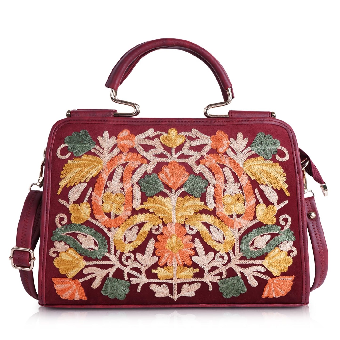 EVEDA Womens Synthetic Leather Stylish Trendy Design Shoulder Crossbody Hobo Handbag, Maroon