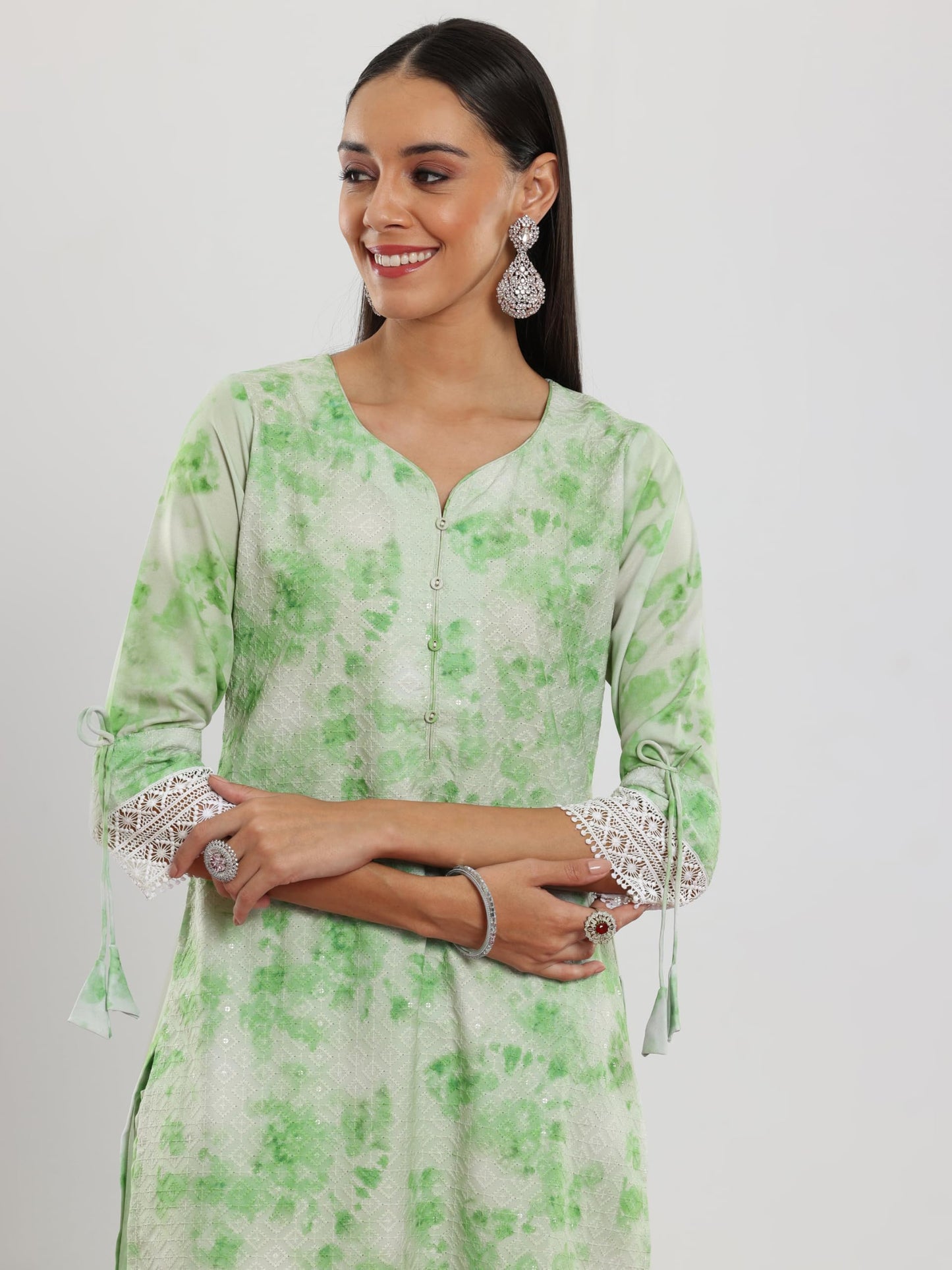 Libas Women's Cotton Blend Kurta Set (35376_Green