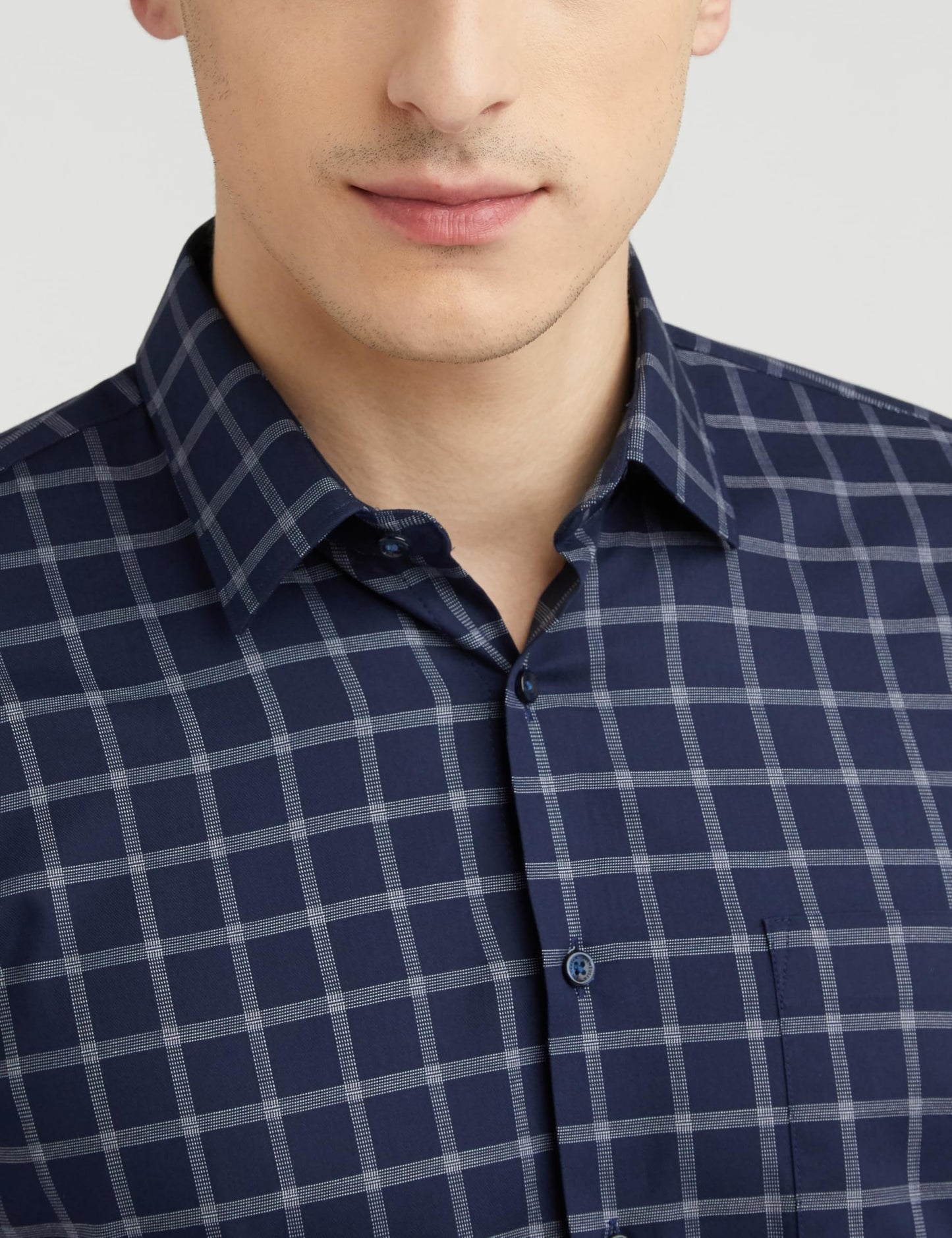 Van Heusen Cotton Men's Solid Slim Fit Shirt (VHSFRSLB253641_Navy 40)