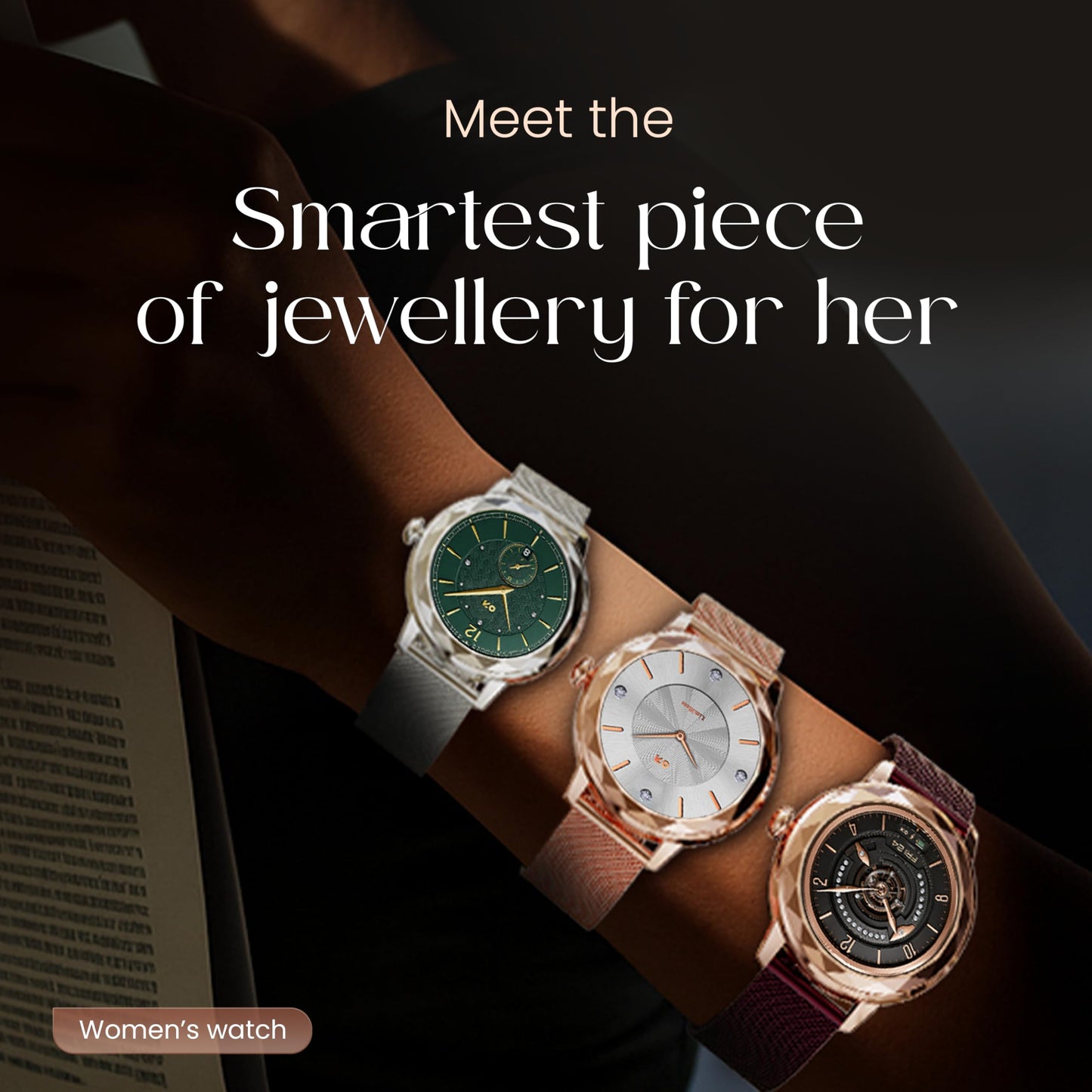 GOBOULT Newly Launched Alora Smart Watch 1.19'' AMOLED Display, BT Calling, Rotating Bezel, 150+Watchfaces, 800 Nits Brightness, AI Voice Assistant, SpO2 Monitoring, 120+ Sports Mode (Rose Gold)