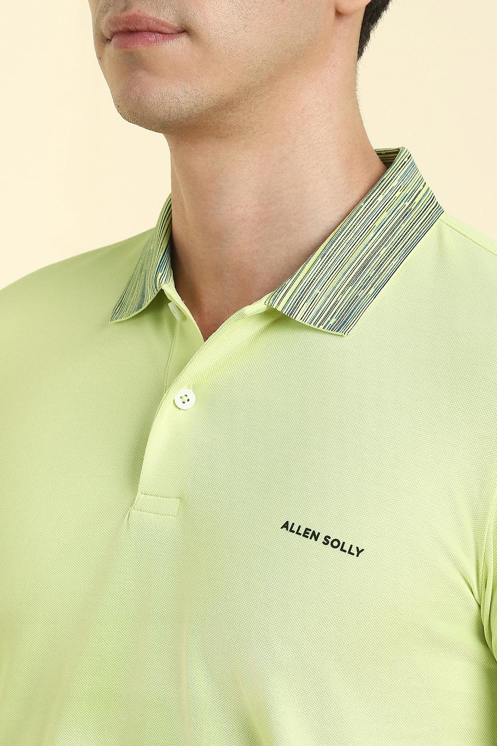 Allen Solly Men Green Solid Polo Neck T-Shirt