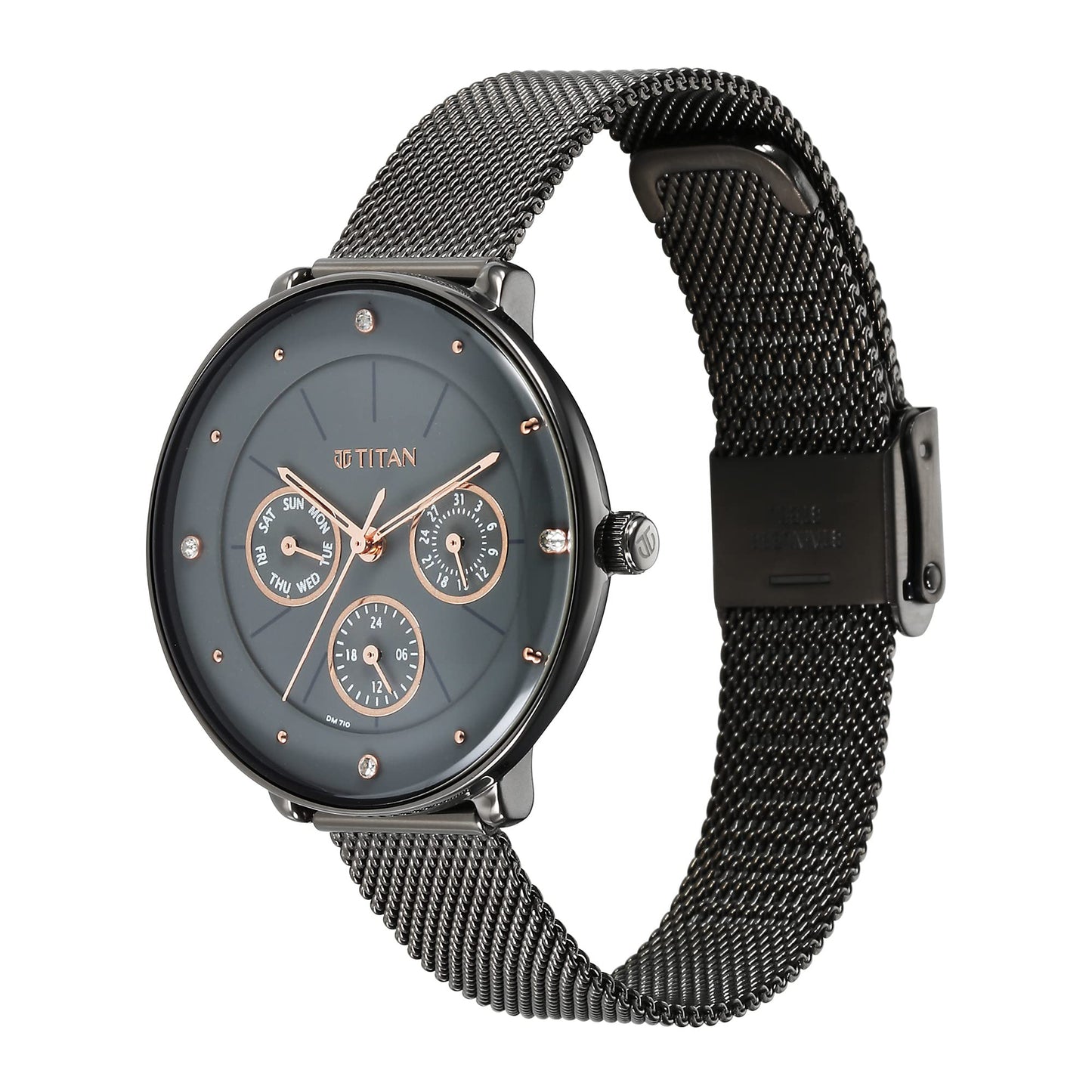 Titan Workwear Neo Quartz Analog Grey Dial Grey Stainless Steel Strap Watch for Women - NT2651QM01