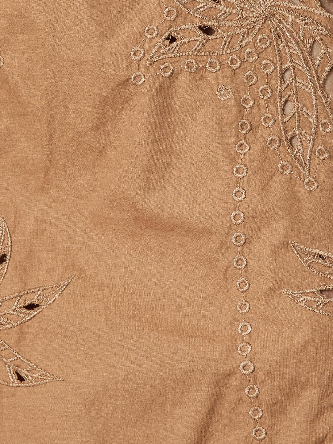 Max Women Embroidered Midi Skirt (Brown_S)