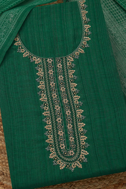 Soch Womens Linen Shimmer Embroidered Unstitch Dress Material With Sequins