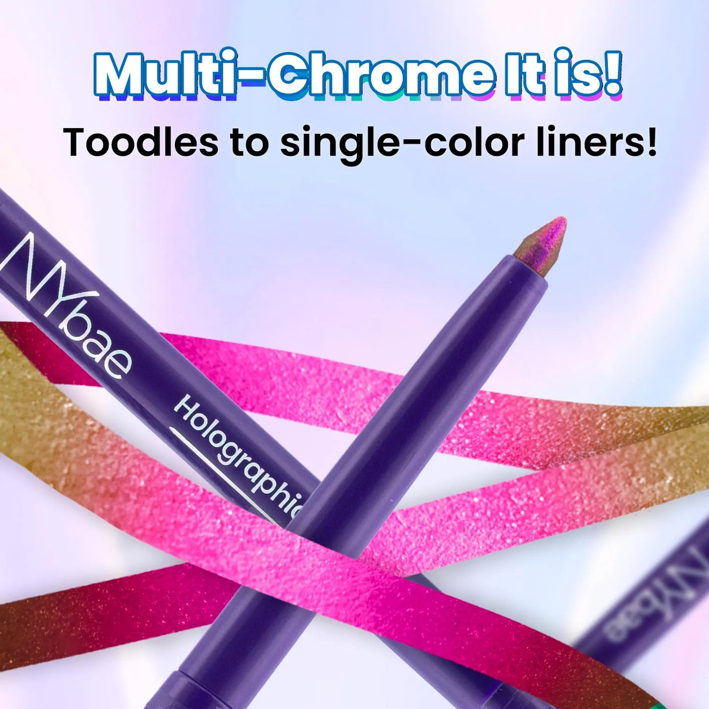 NY Bae Holographic Gel Eyeliner - Pink Chrome 02 | Green Pink Eyeliner (0.25g) | Waterproof & Smudgeproof | Multi-Chrome | Smooth Glide | Long Lasting | Eyeliner + Kajal + Eyeshadow | Eye Makeup