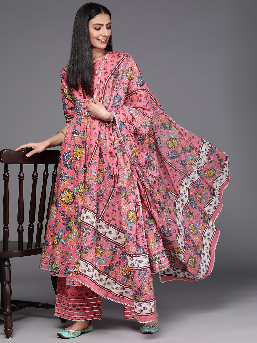 Libas Women's Cotton Kurta Sets (33124O_Pink_L)