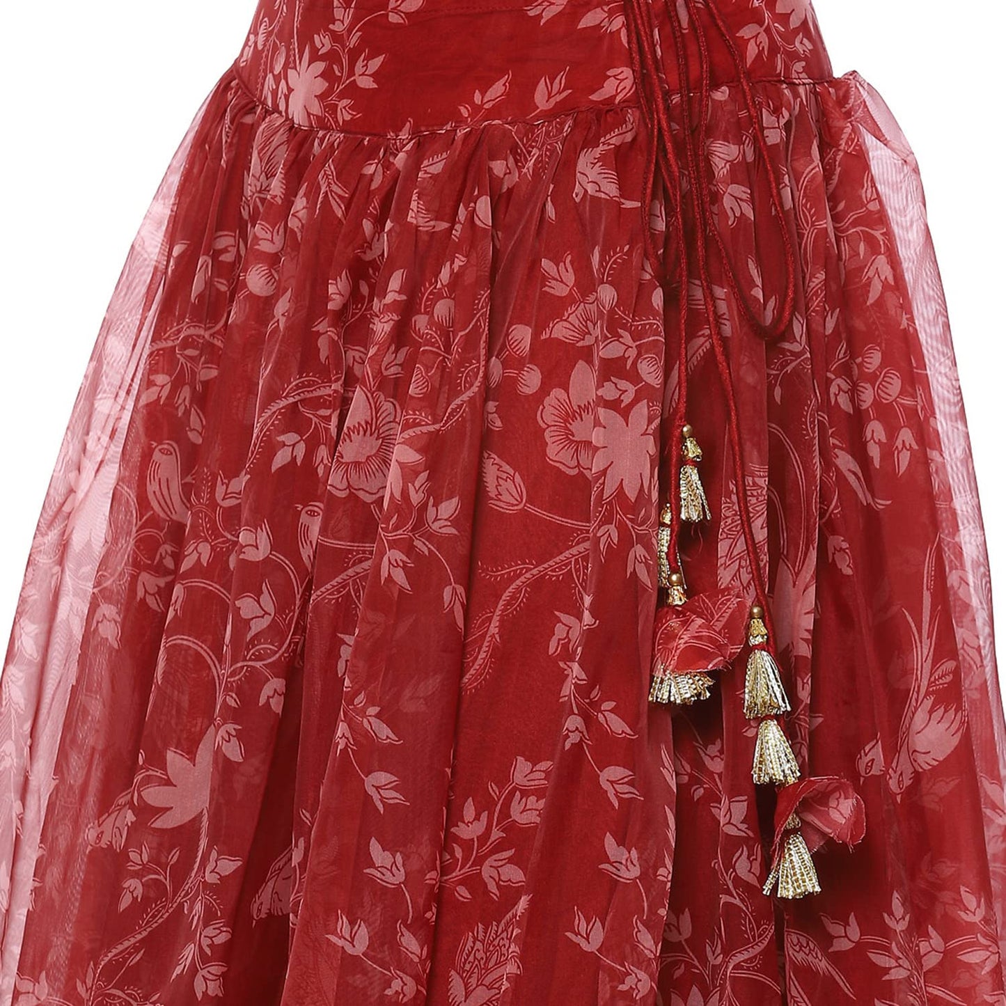 BIBA Womens Polyester Lehenga Set Readymade Red L